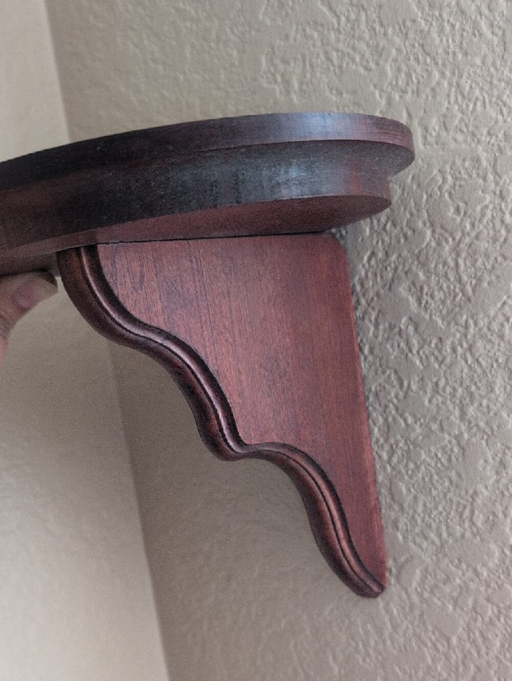 Vtg Round Wall Shelf in Dark Brown Wood